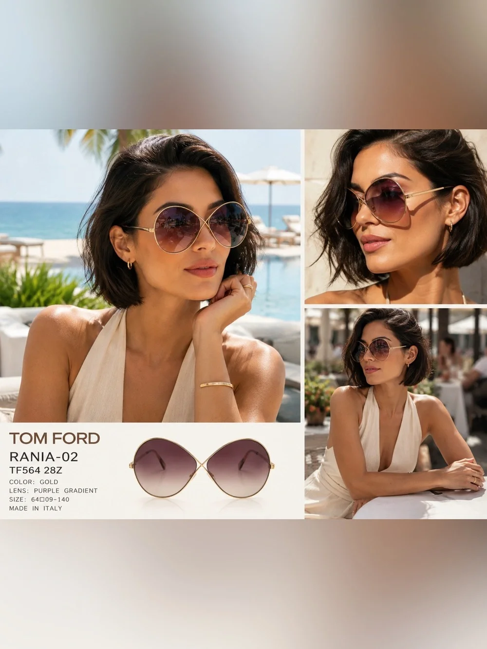 Tom Ford Rania-02 TF564 28Z Oversized Round Sunglasses – Made in Italy MSRP$495
